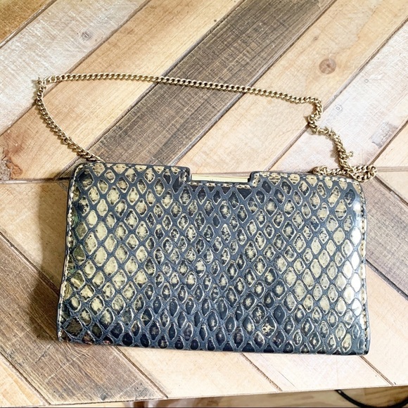 Milly Reptile Gold Clutch